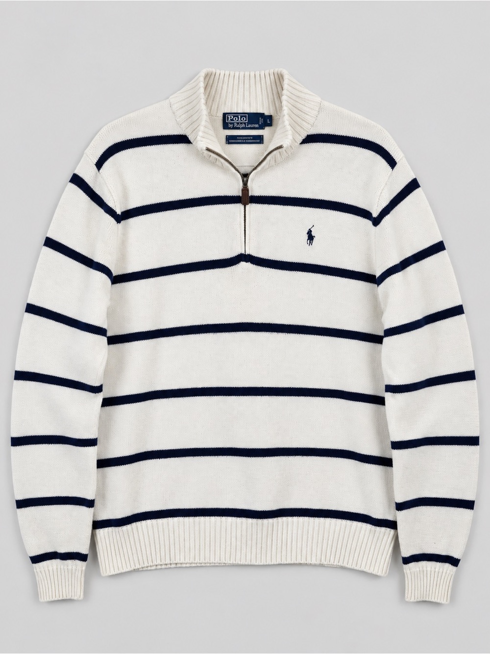 Vintage 90s Polo Ralph Lauren Mens Quarter Zip Sweater Large Preppy Fisherman